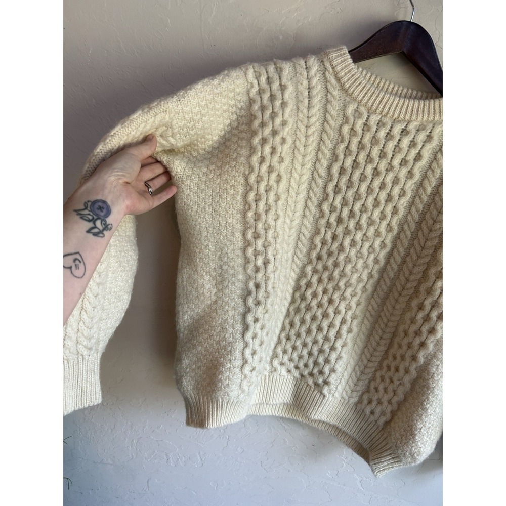 Vintage Aran Country Wool Cable Knit Fisherman Sweater Ireland Pullover XXL - Picture 4 of 8